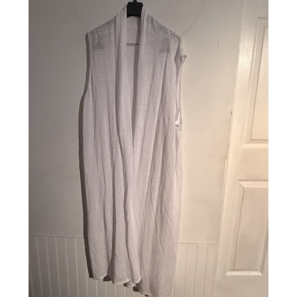 Rachel Zoe Linen Blend 3X Cardigan Duster Lagenlook Layer Coastal White Boho